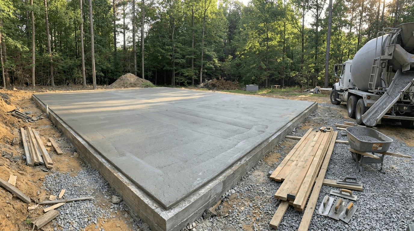 Bulldog building base rail positioned on a concrete foundation