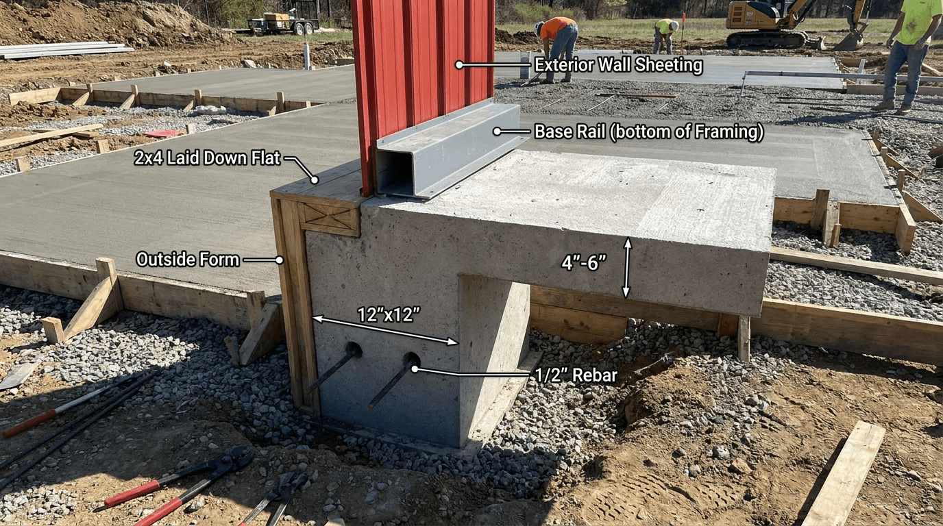Concrete foundation detail prepared for a Bulldog building