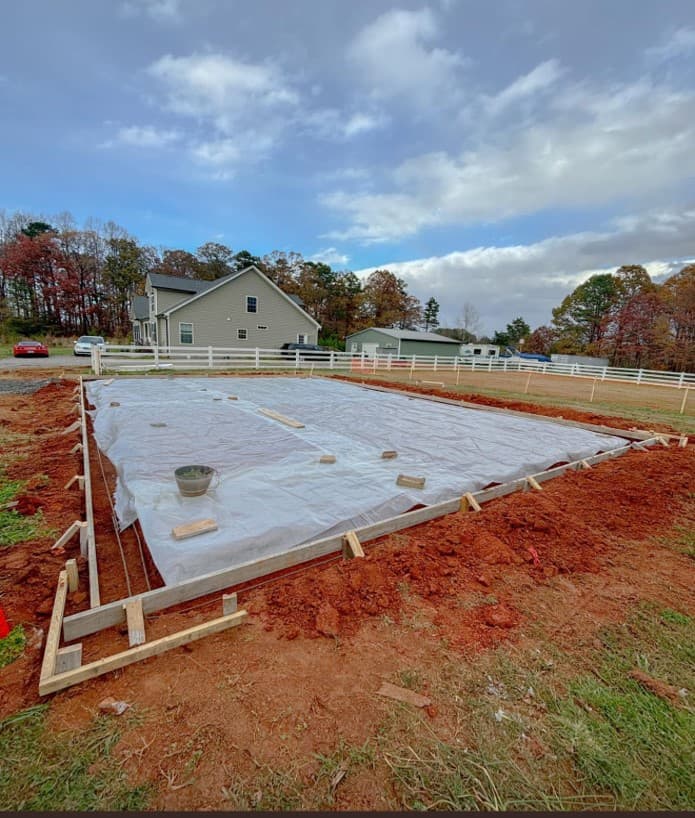 Monolithic concrete slab prepared for a Bulldog metal building