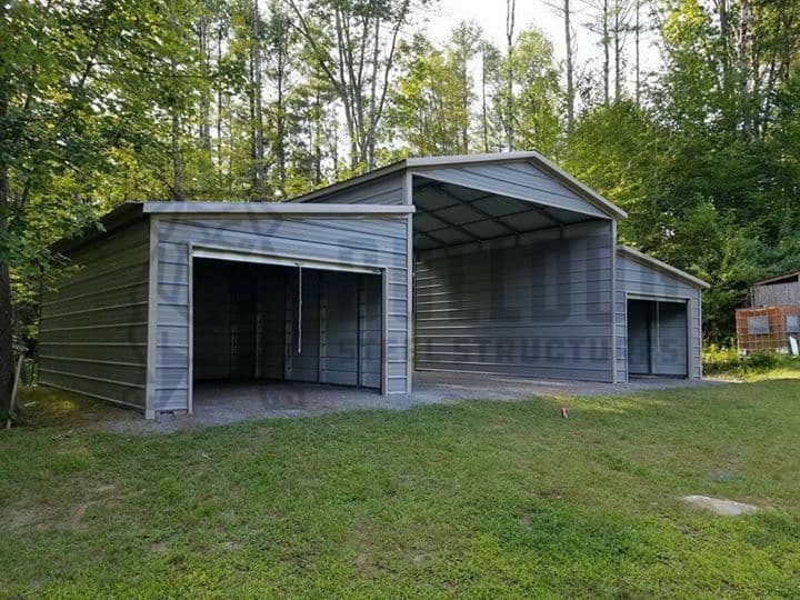 Steel garage installed on a finished concrete slab