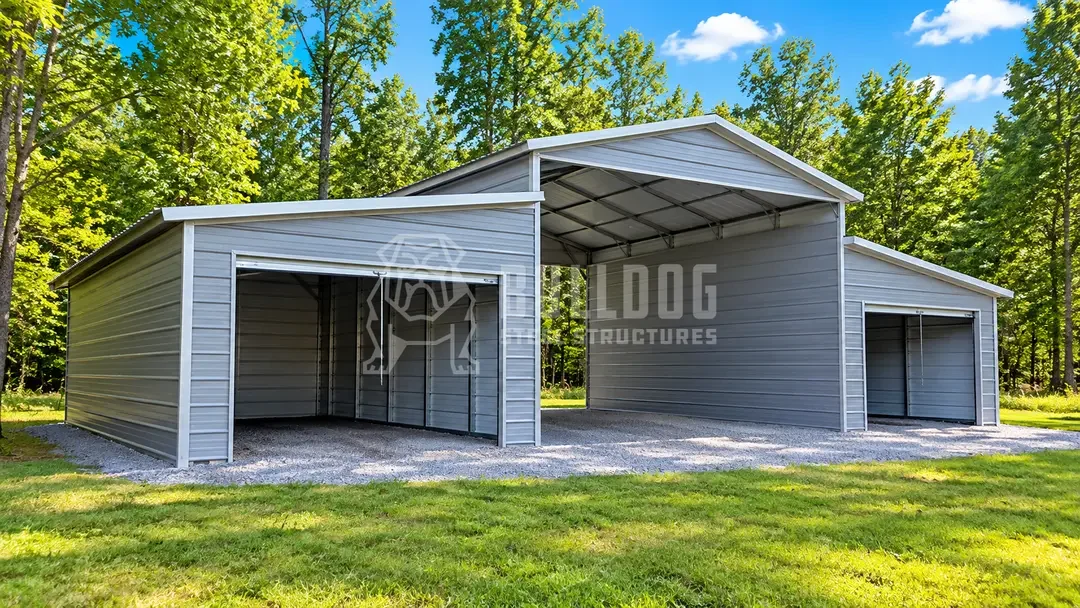 Standard carport sizes chart with dimensions for 1-car, 2-car, 3-car and RV carports