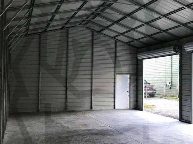 inside a custom metal garage