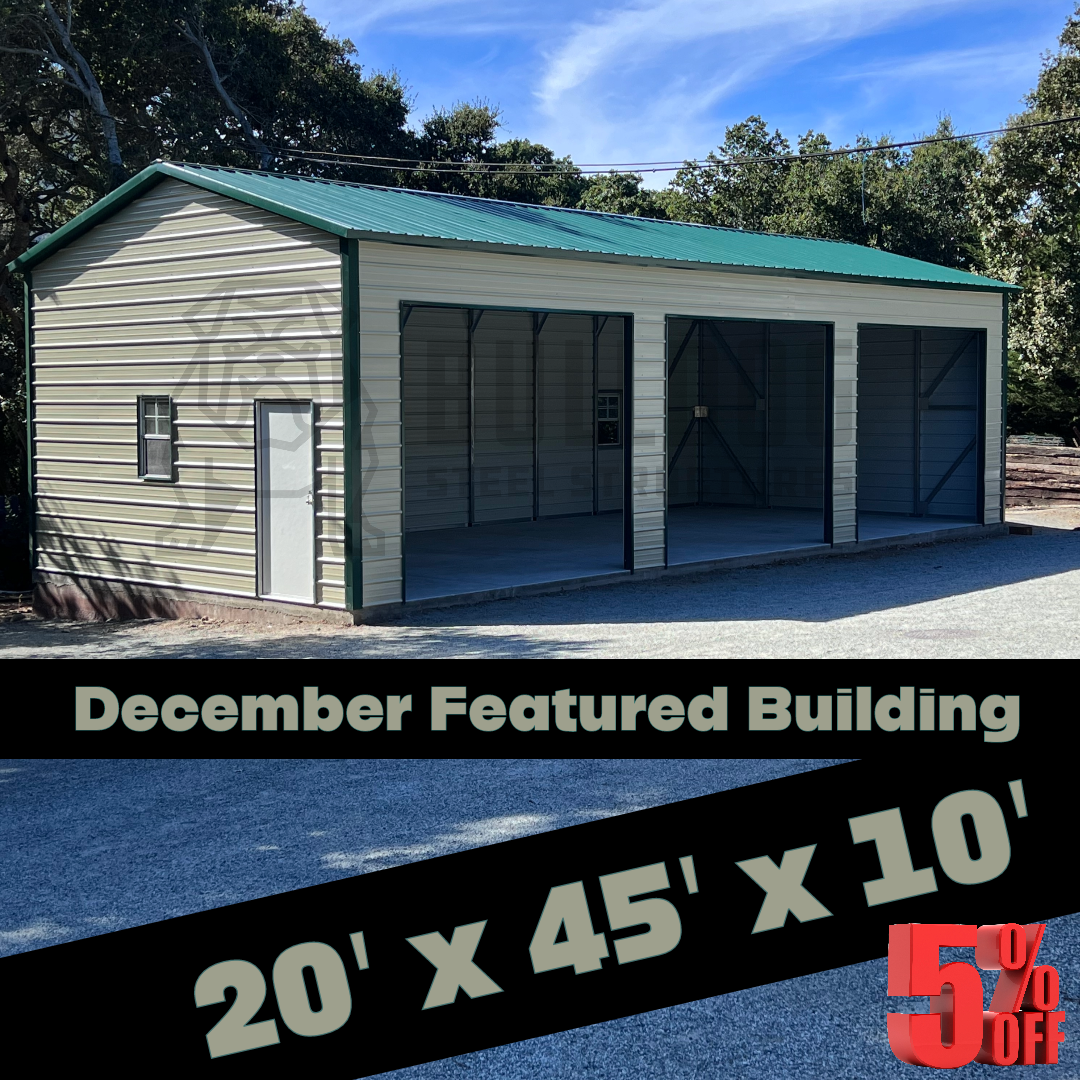 30' x 45' x 10' Garage  Bulldog Steel Structures